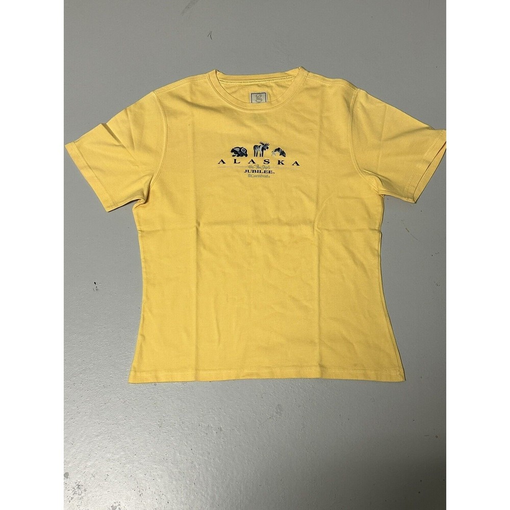 Vintage Gear Dear Alaska Yellow T Shirt 100% Cotton Size M Woman